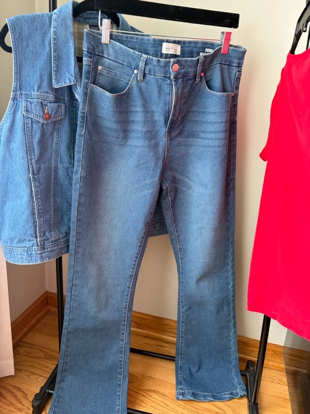 Lands' End Light Blue Denim Jacket Jeans and T Shirt bundle L